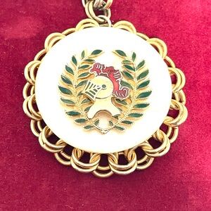 Monet Gold Tone Pearl and Cameo Knight Necklace